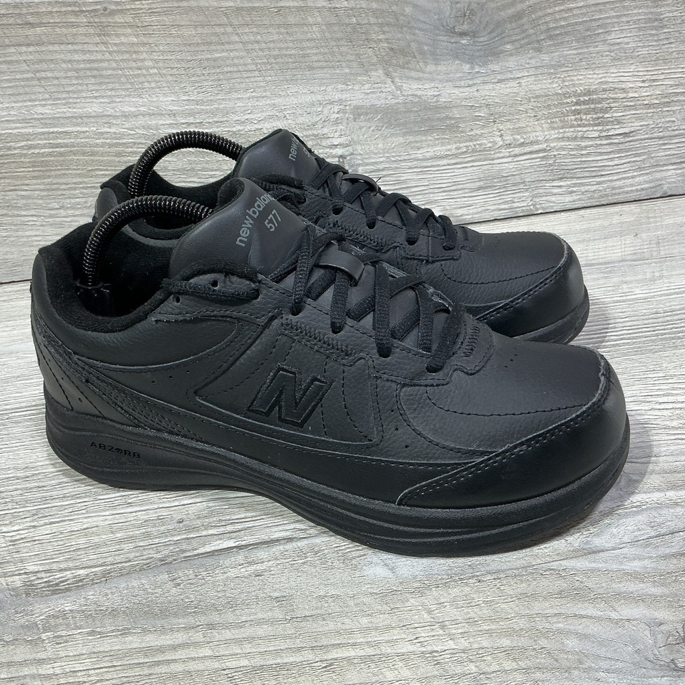 New Balance 577 Womens Size 8.5 D Walking Shoes Black Leather Work Shoes WW577BK
